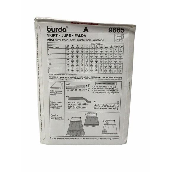 Burda | Office | Burda Sewing Pattern 9665 Girls Tiered Skirts Wyoke 3 ...